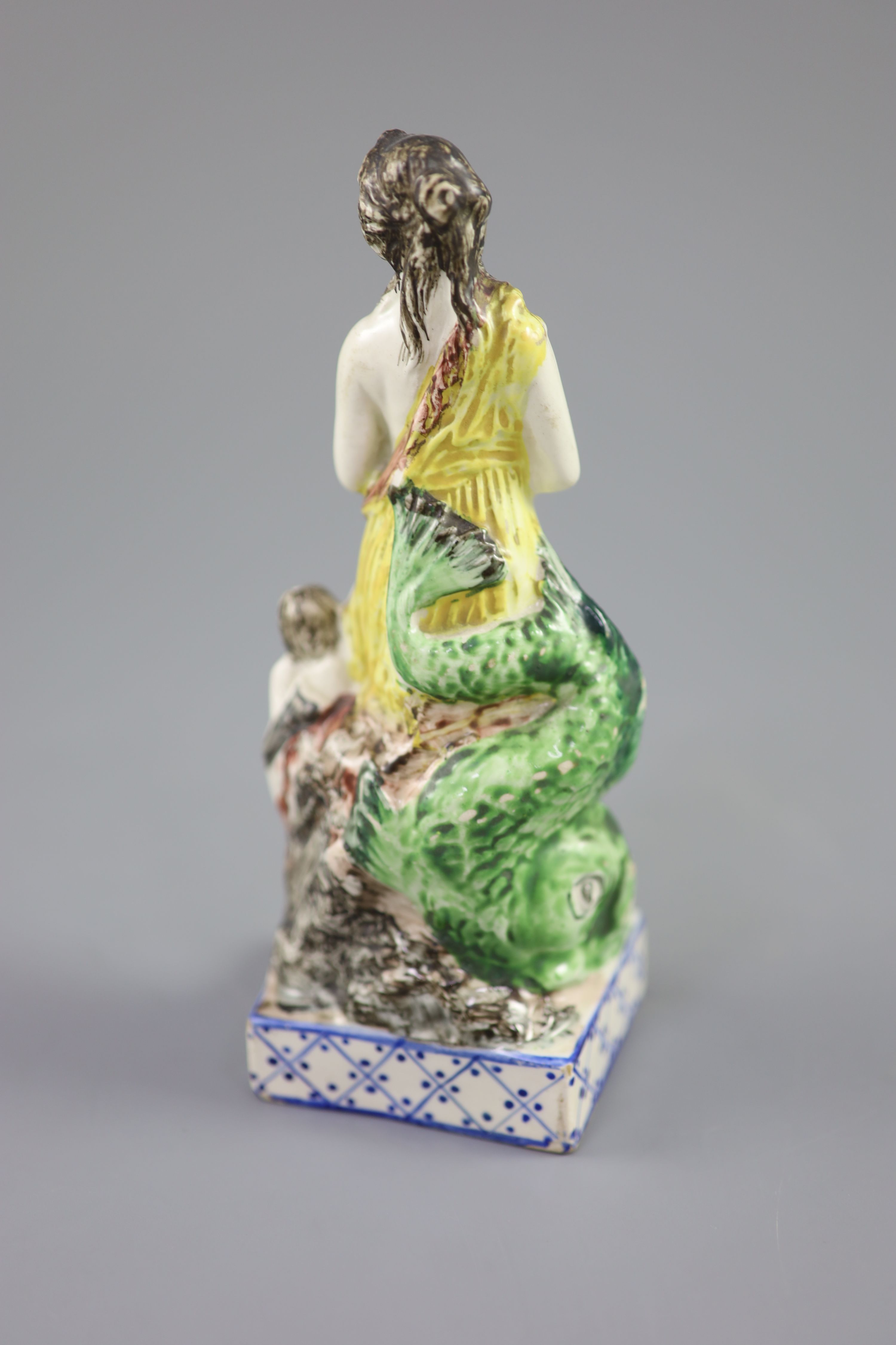 An enamelled creamware figure of Venus, attributed Leeds Pottery, c.1790-1800, 16.2cm high